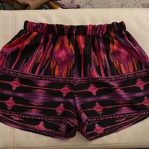 Tyche Black Shorts with Pink and Orange Aztec Print